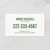 Green Grass Yard Lawn Care Gardening Landscaping Business Card (Back)