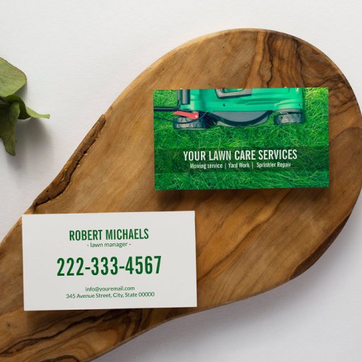 Customizable Green Grass Yard Lawn Care Gardening Landscaping Business Card
