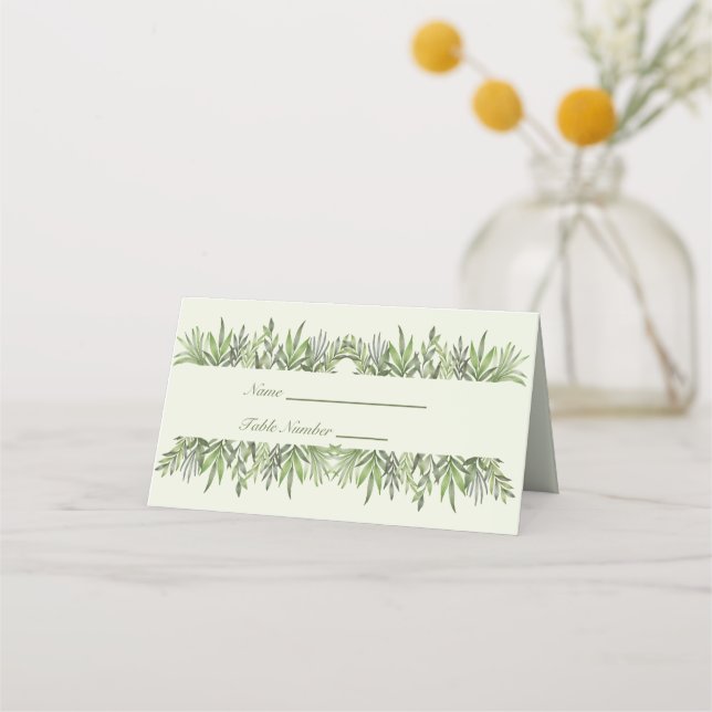 Green Grasses Name Place Card (Front)