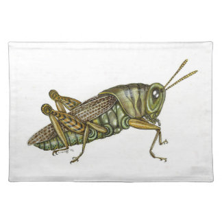 Green grasshopper cloth placemat