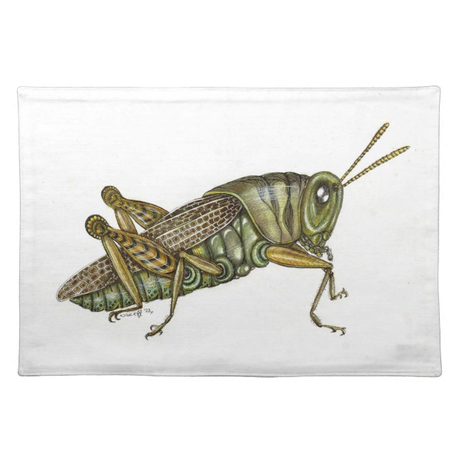 Green grasshopper cloth placemat (Front)