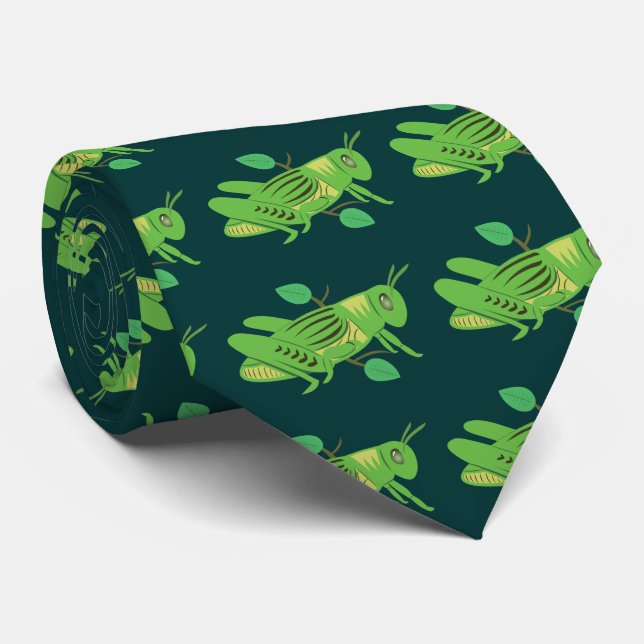 Green Grasshopper Neck Tie (Rolled)