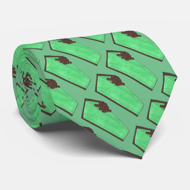 Green Grasshopper Pie Slice St. Patrick's Day Food Neck Tie (Rolled)