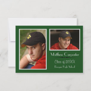 Green/Gray 2 Photo Collage - 3x5 Grad Announcement