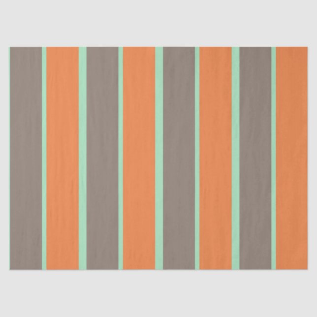 Green, gray and orange stripes pattern tissue paper (Front)
