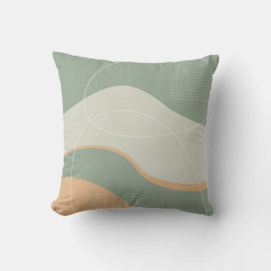 Green Gray and Salmon Abstract Art Design Throw Pillow