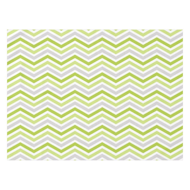 Green, Gray, and White Chevron Stripe Tablecloth (Front (Horizontal))