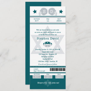 Green Gray Bar Mitzvah Football Ticket Invitation