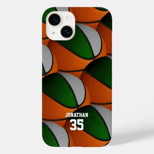 Green gray basketball team colors girls boys Case_Mate iPhone 14 case