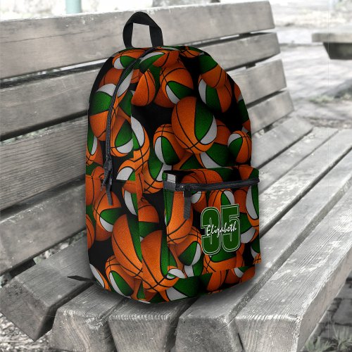 basketball green gray team colors kids backpack