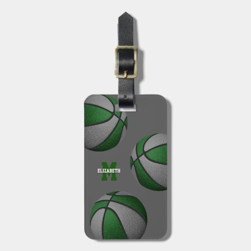 green gray basketball travel team colors luggage tag