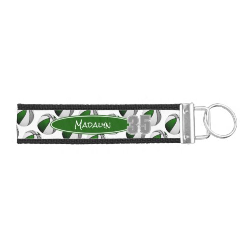 green gray basketballs pattern athlete name wrist keychain