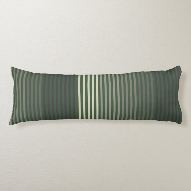 Green, Gray, Black, Cream Stripes Body Pillow (Front)