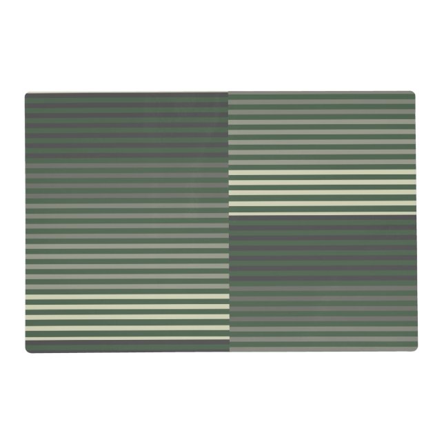 Green, Gray, Black, Cream Stripes Placemat (Front)