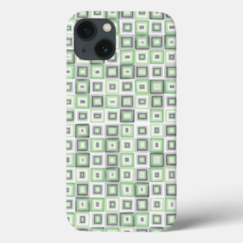 Green gray black white modern art tiles aro pride iPhone 13 case
