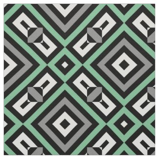 Green Gray Black White Op Art Geometric Striped Fabric