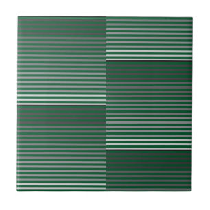 Green, Gray, Black, White Stripes Ceramic Tile