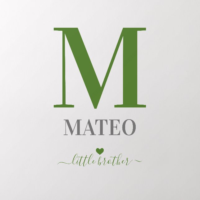 Green & Gray Boy Initial Monogram Kids Room Wall D Wall Decal (Insitu 2)