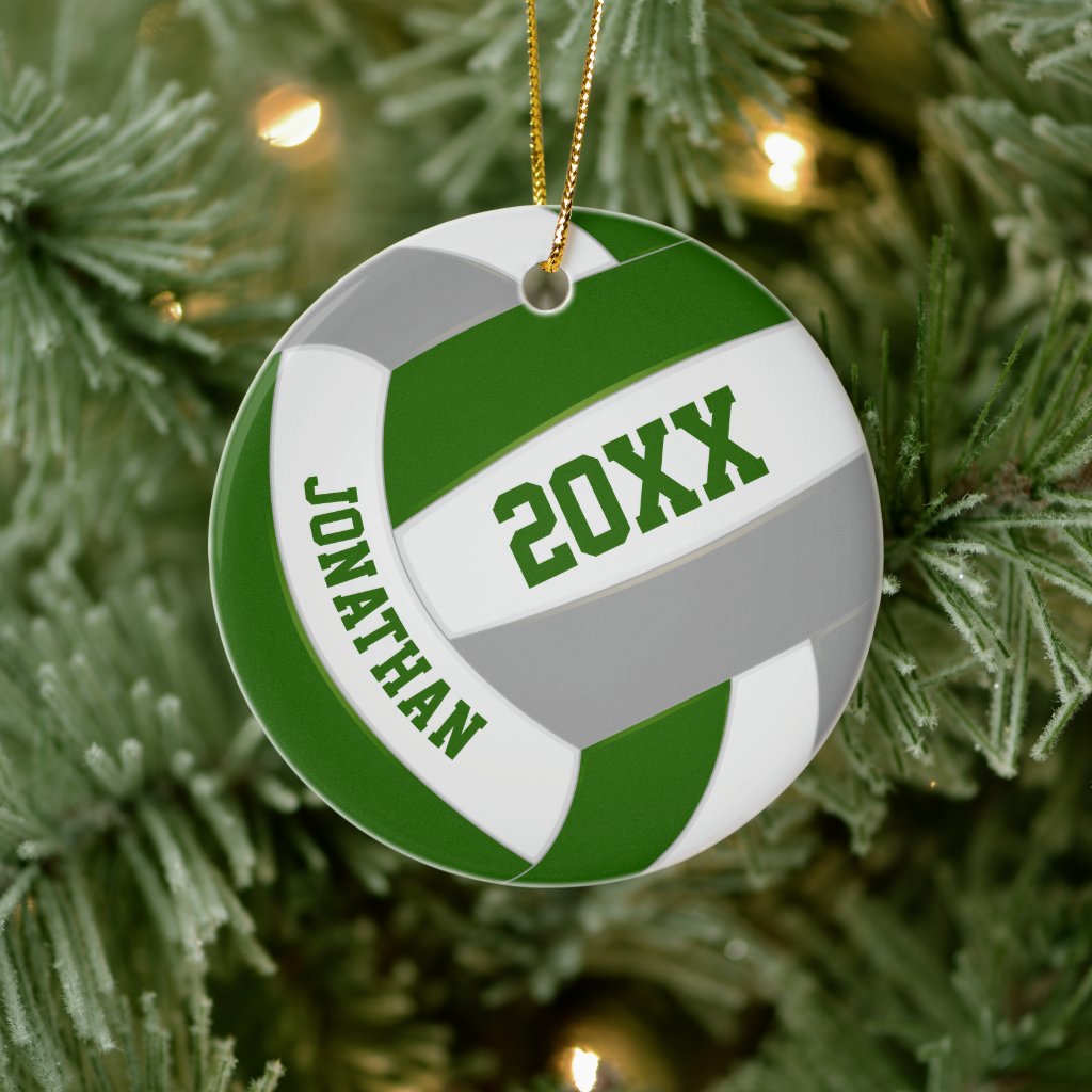 green gray boys girls volleyball team colors ornament