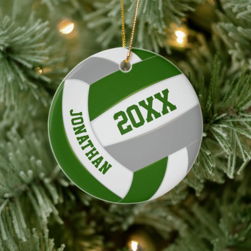 green gray boys girls volleyball team colors ceramic ornament