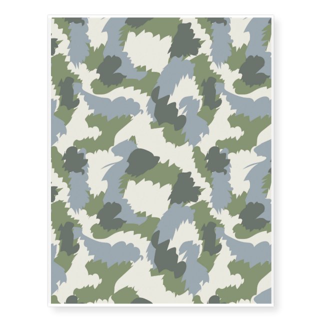 Green Gray Brown Camouflage Temporary Tattoos (Front)