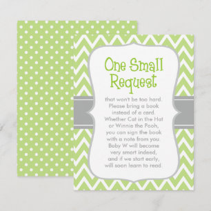 Green Gray Chevron Book Request Baby Shower Card