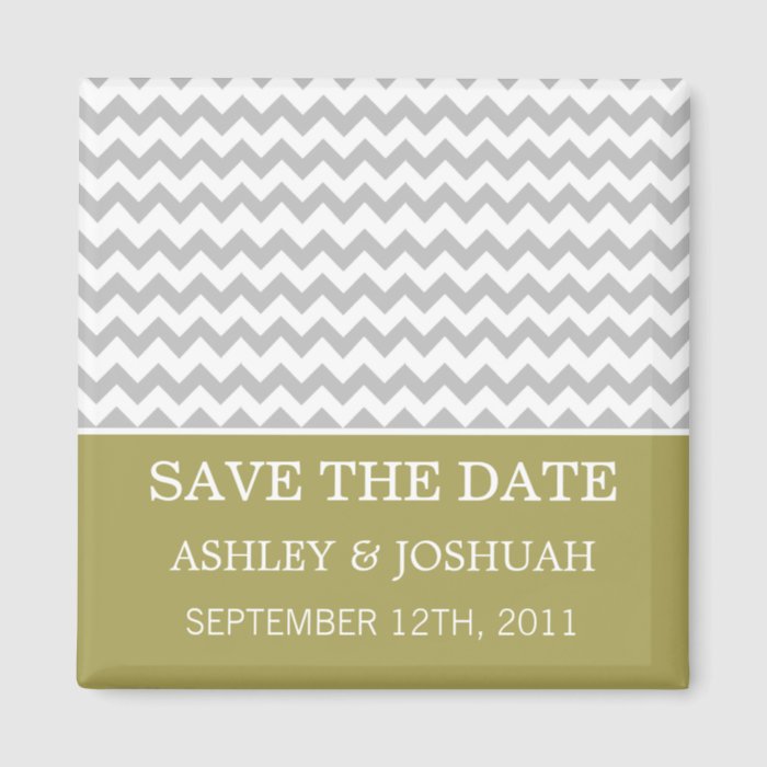 Green & Gray Chevron Save The Date Magnets