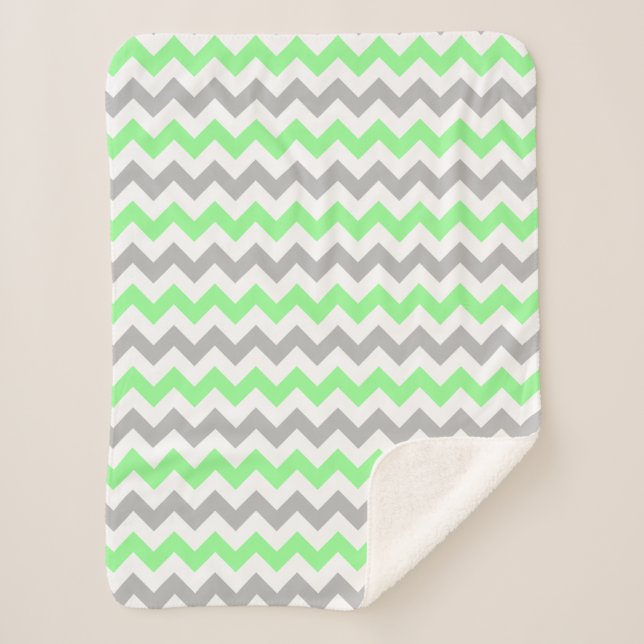 Green & Gray Chevron Sherpa Blanket (Front)