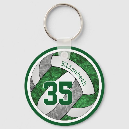 green gray custom gifts for girls volleyball team keychain