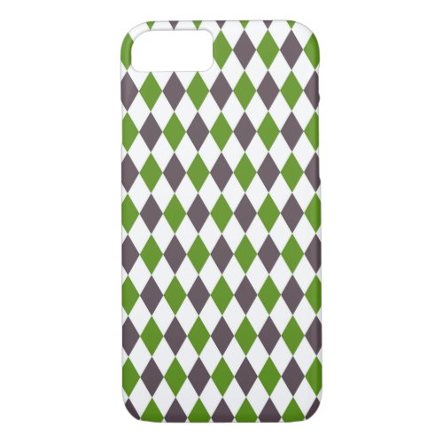 Green Gray Diamond Mosaic Pattern iPhone 87 Case