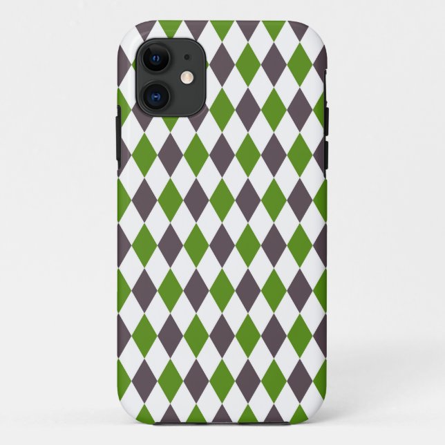 Green Gray Diamond Mosaic Pattern Case-Mate iPhone Case (Back)