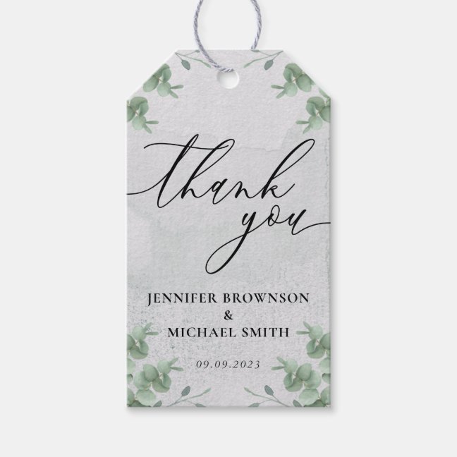 Green Gray Eucalyptus Thank You Gift Tags