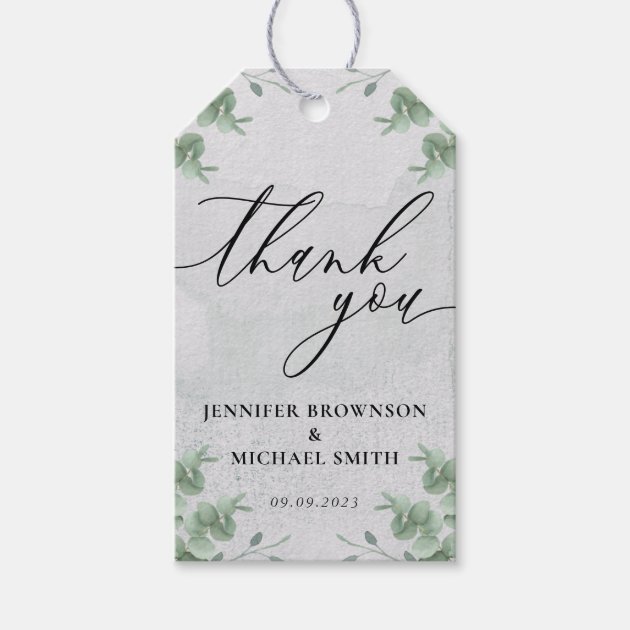 Green Gray Eucalyptus Thank You Gift Tags