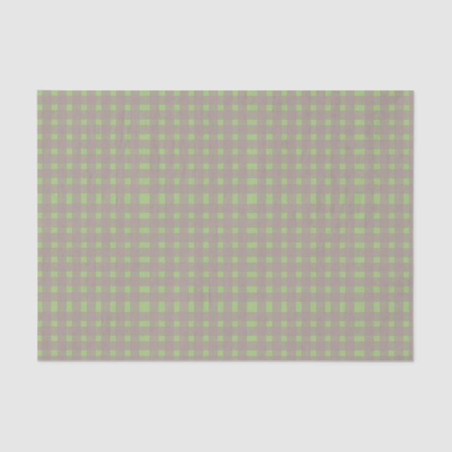 Green Gray Gingham Pattern Tissue Paper (Front)