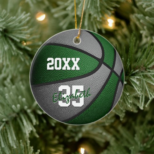 green gray girls boys team colors basketball ceramic ornament