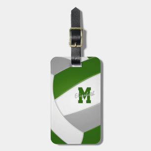 green gray girls boys team colors gifts volleyball luggage tag