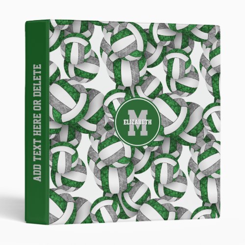 green gray girls school team colors volleyball 3 ring binder