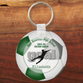 green gray girls soccer goal team spirit sports keychain (Front)