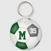 green gray girls soccer goal team spirit sports keychain (Back)
