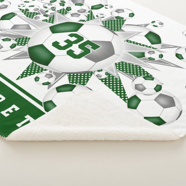 green gray girls sports soccer balls stars  sherpa blanket (3/4)