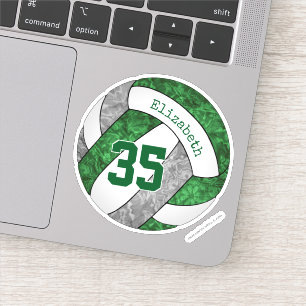 green gray girls volleyball w player name number sticker