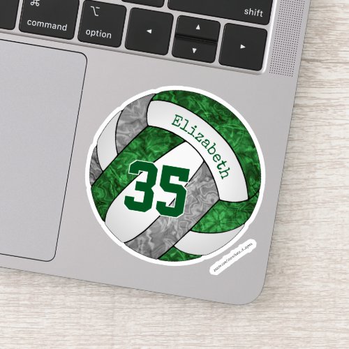 green gray girls volleyball w player name number sticker