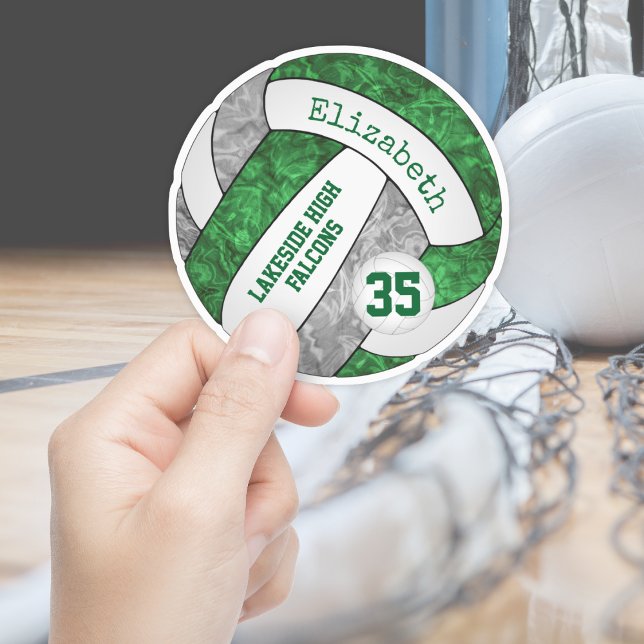 green gray girls volleyball w school mascot name sticker (Creator Uploaded)