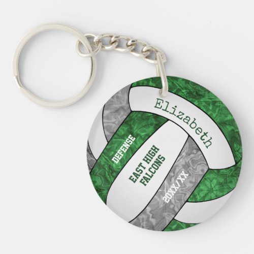 green gray girly sports custom volleyball keychain