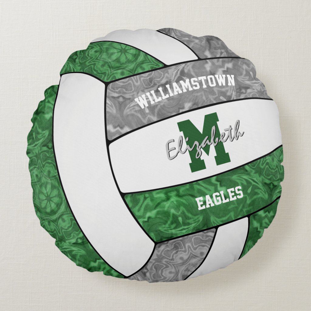 Volleyball player green gray team colors gifts sports room decor pillow