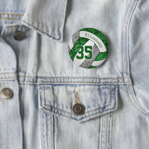 green gray girly volleyball team spirit gifts button