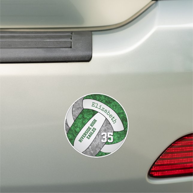 green gray girly volleyball team spirit locker or car magnet (In Situ)