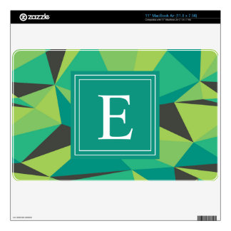 Green Gray Grey Monogram Triangle MacBook Decals