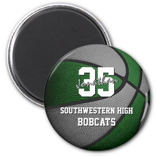 green gray kids sports gifts basketball team name magnet