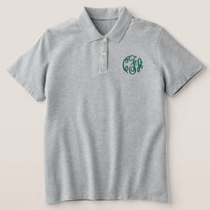 Green Gray Monogrammed Embroidered Women's  Polo Shirt